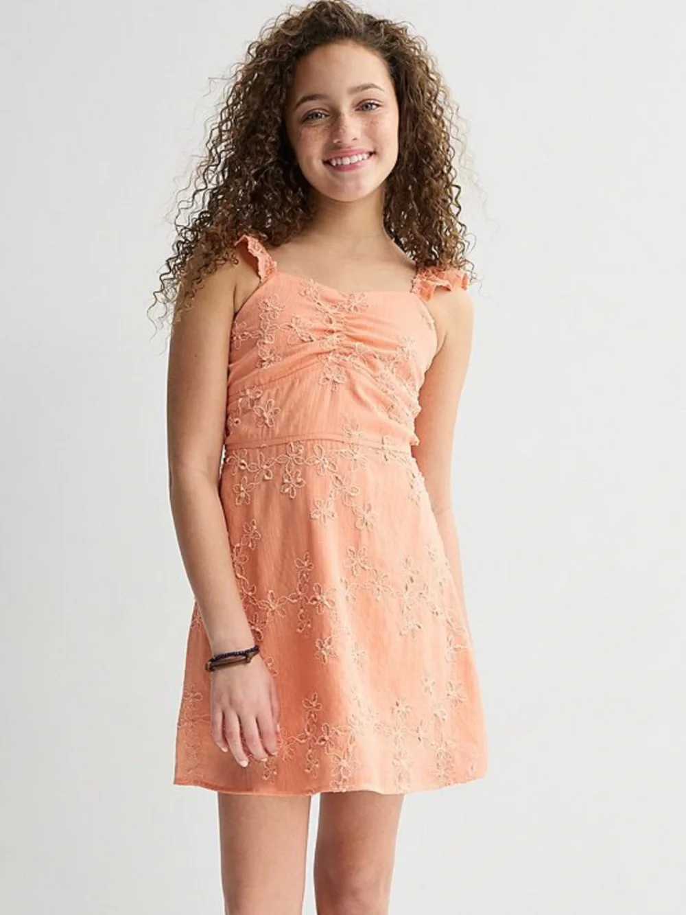 Girls size Large Sea + Skye NWT beautiful embroidered Melon colored Tank dress